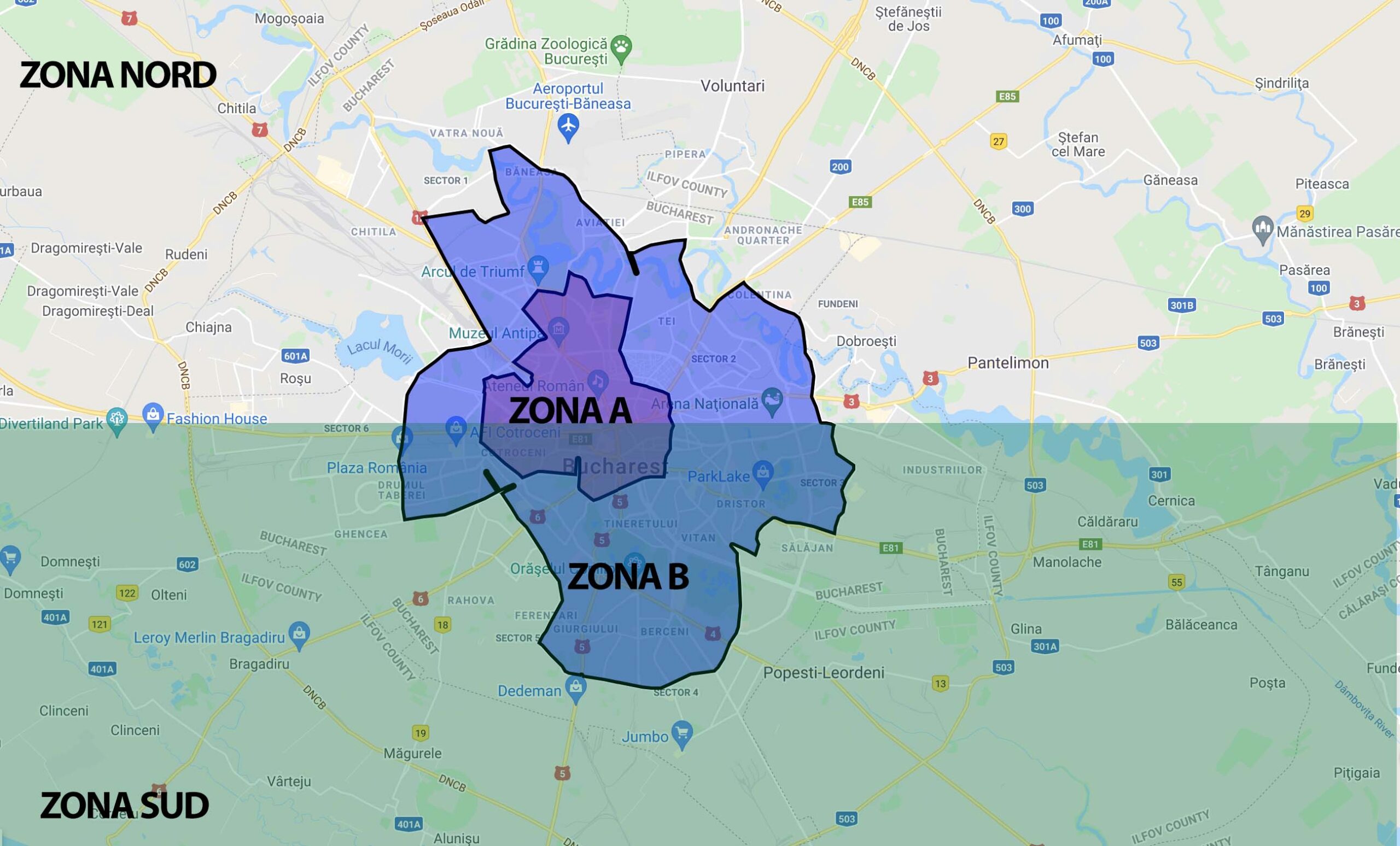 Harta zone deservite